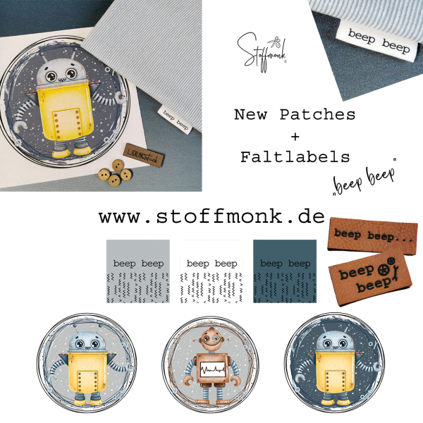 Patch / Aufnäher  - Roboter 2 - Grau -